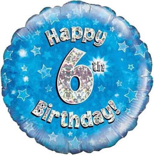 Blue Stars 6th Birthday 18" Foil