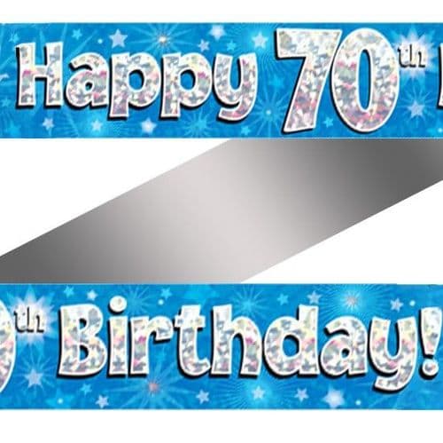 Blue Stars 70th Birthday Foil Banner 9ft