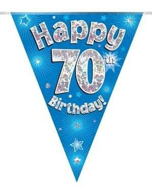 Blue Stars 70th Birthday Foil Bunting 12.8ft