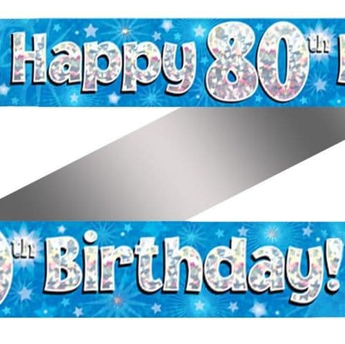 Blue Stars 80th Birthday Foil Banner 9ft