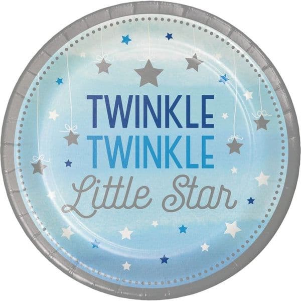 Blue Twinkle Little Star Paper Plates 8pck
