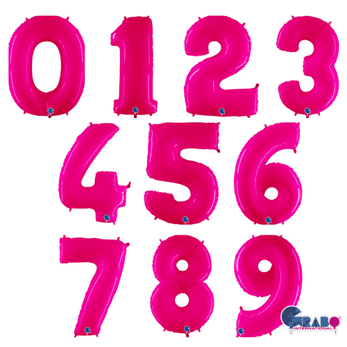 Fluorescent Pink 40" Number Foil balloons