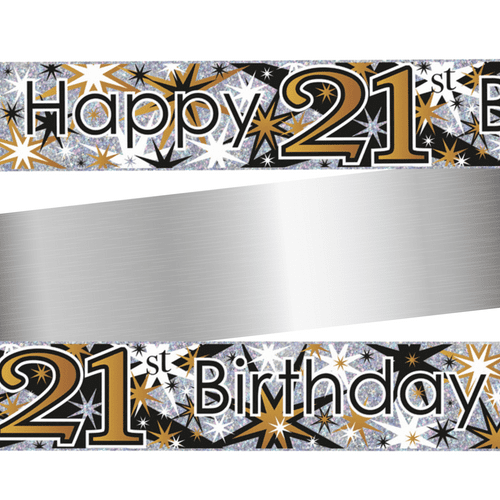 Gold and Black Happy 21st Foil Banner 9ft
