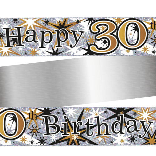 Gold and Black Happy 30th Foil Banner 9ft
