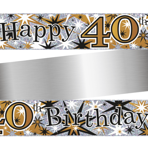 Gold and Black Happy 40th Foil Banner 9ft