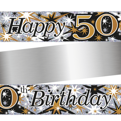 Gold and Black Happy 50th Foil Banner 9ft