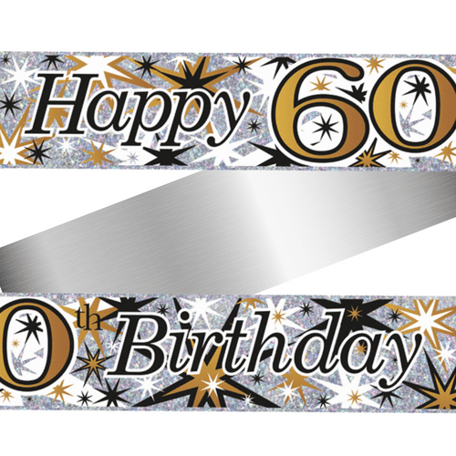 Gold and Black Happy 60th Foil Banner 9ft