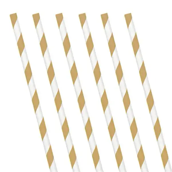 Gold Stripe Paper Straws 24pck
