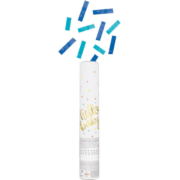 Hello Baby Blue Gender Reveal 30cm Confetti Cannon