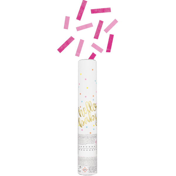 Hello Baby Pink Gender Reveal Confetti Cannon 30cm