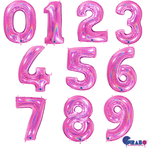 Holographic Fuchsia 40" Number Foil balloons