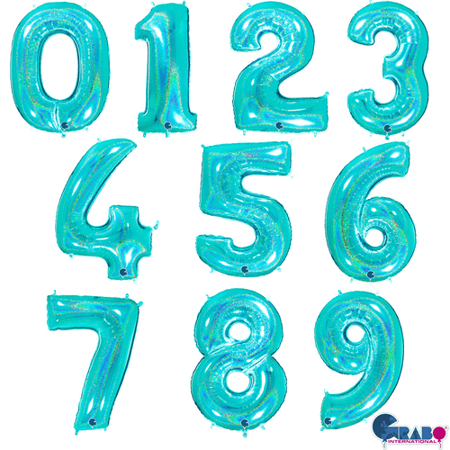 Holographic Tiffany 40" Number Foil balloons