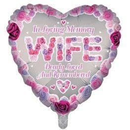 In Loving Memory 18" Wife pink heart foil balloon