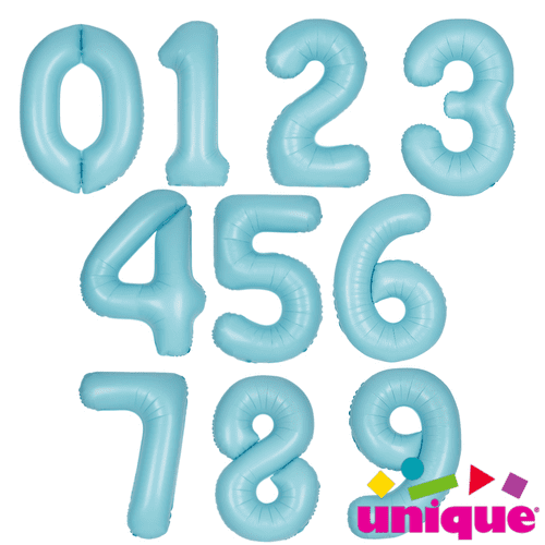 Matte Powder Blue 34" Number Foil balloons