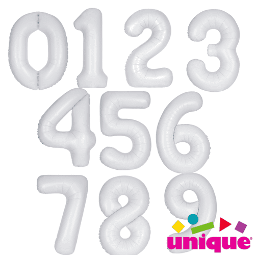 Matte White 34" Number Foil balloons