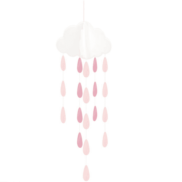 Oh Baby Hanging Clouds with Pink Raindrops 2pck