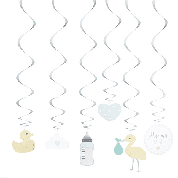 Oh Baby Unisex Assorted Swirl Hanging Decorations 6pck