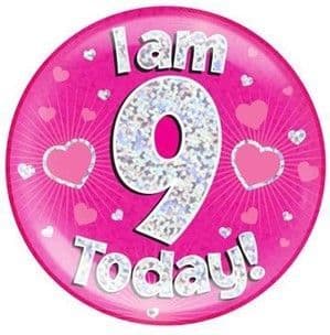 Pink 9th Birthday Giant Badge