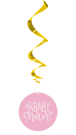Pink Baby Shower Gold Swirl Hanging Decorations 3pck