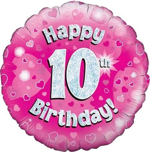 Pink Hearts 10th Birthday 18" Foil