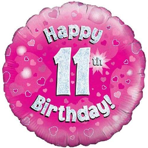 Pink Hearts 11th Birthday 18" Foil