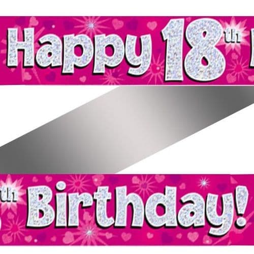 Pink Hearts 18th Birthday Foil Banner 9ft