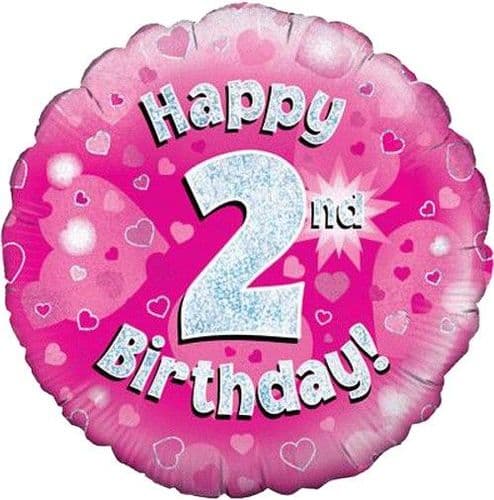 Pink Hearts 2nd Birthday 18" Foil