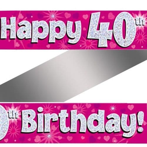 Pink Hearts 40th Birthday Foil Banner 9ft