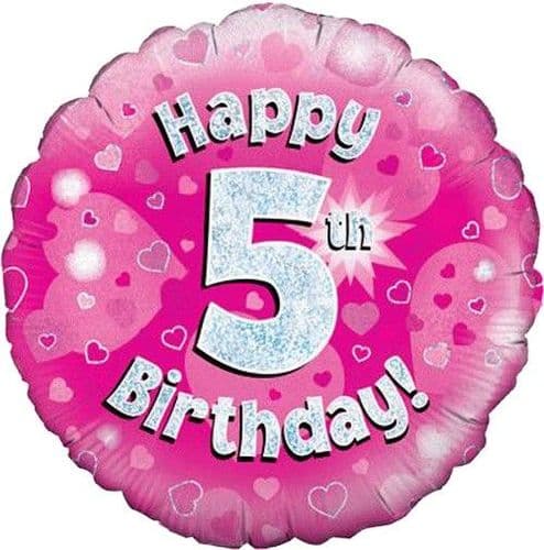 Pink Hearts 5th Birthday 18" Foil