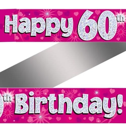 Pink Hearts 60th Birthday Foil Banner 9ft