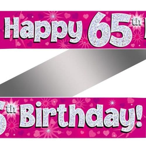 Pink Hearts 65th Birthday Foil Banner 9ft