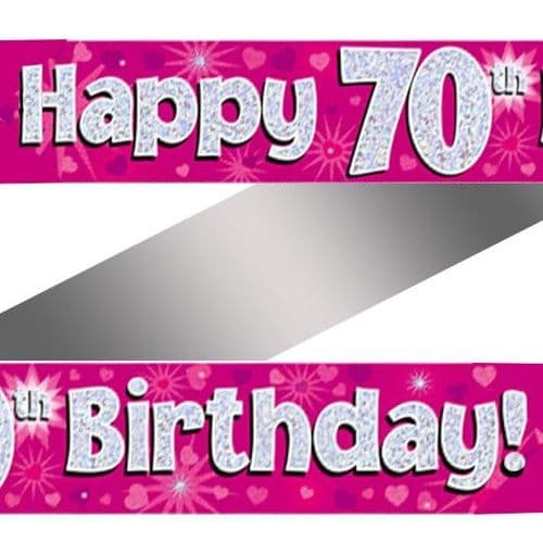 Pink Hearts 70th Birthday Foil Banner 9ft