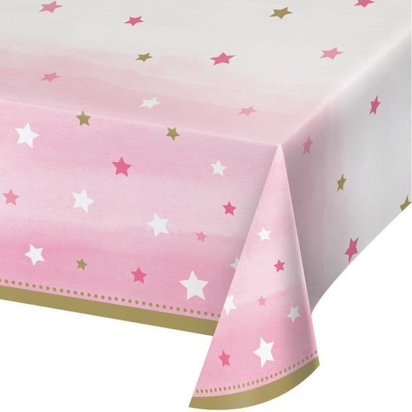Pink Twinkle Little Star Plastic Reusable Tablecover