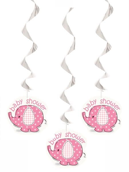 Pink Umbrellaphant Baby Shower Hanging Decorations 3pck