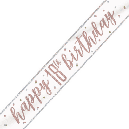 Rose Gold Glitz 18th Birthday Foil Banner 9ft