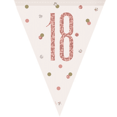 Rose Gold Glitz 18th Birthday Foil Bunting 9ft