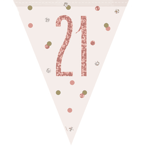 Rose Gold Glitz 21st Birthday Foil Bunting 9ft
