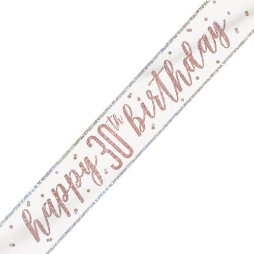Rose Gold Glitz 30th Birthday Foil Banner 9ft