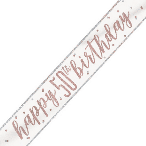 Rose Gold Glitz 50th Birthday Foil Banner 9ft