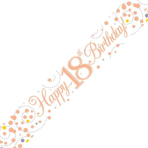 Rose Gold Sparkling Fizz 18th Birthday Foil Banner 9ft