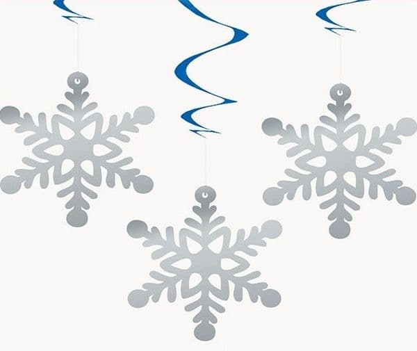 Snowflake Swirl Hanging Decorations 3pck
