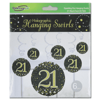 Sparkling Fizz Black & Gold 21st Birthday Hanging Decorations 6pck