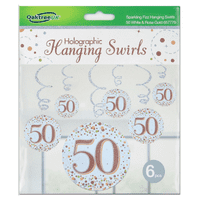 Sparkling Fizz Rose Gold 50th Birthday Hanging Decorations 6pck