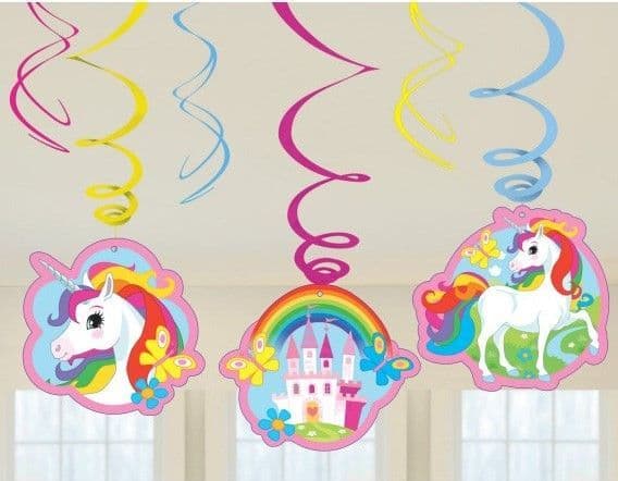Unicorn Swirl Hanging Decorations 6pck