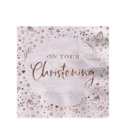 Christening  Ruby Paper Napkins - 33cm (16pk)