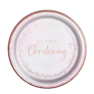 Christening Ruby  Paper Plates - 23cm (8pk)