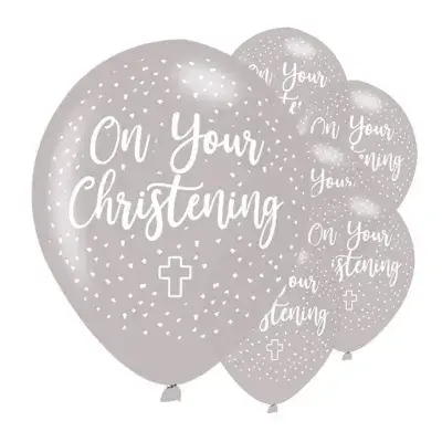 Christening Silver Latex Balloons - 11
