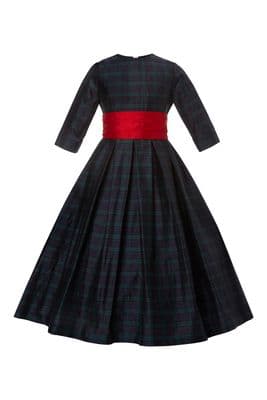 Dupion silk pleated flower girl dress