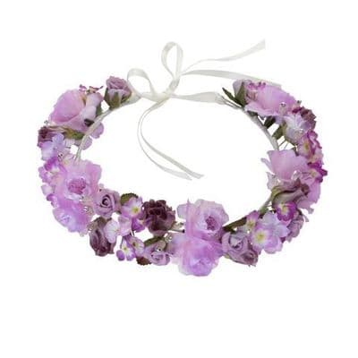 Flower girl  mauve circlet head dress