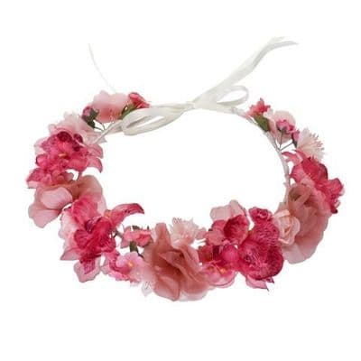 Flowergirl pink  circlet head dress